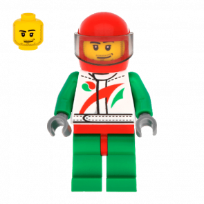 Фигурка Lego 973pb1373 Car Driver White Race Suit City Race cty0435 Б/У - Retromagaz