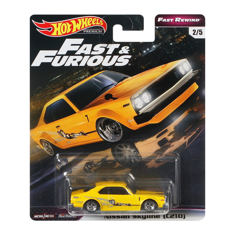 Машинка Premium Hot Wheels Nissan Skyline (C210) Fast & Furious 1:64 GHH17 Yellow - Retromagaz
