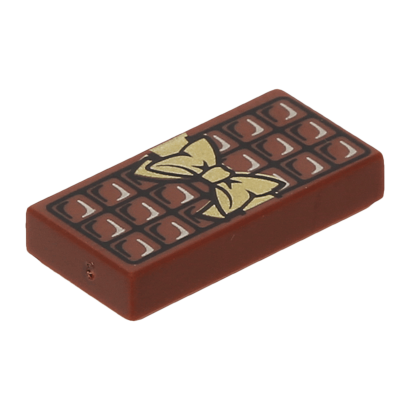 Плитка Lego Декоративна with Groove with Candy Bar Chocolate Blocks and Gold Bow Pattern 1 x 2 3069bpb0440 6139435 Reddish Brown 2шт Б/У - Retromagaz