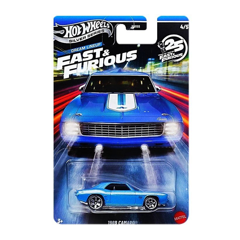 Тематическая Машинка Hot Wheels 1969 Camaro Fast & Furious 1:64 JKX13 Blue - Retromagaz