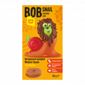 Набір Bob Snail Натуральні Фруктові Цукерки Яблуко-Груша та Іграшка 20g - Retromagaz