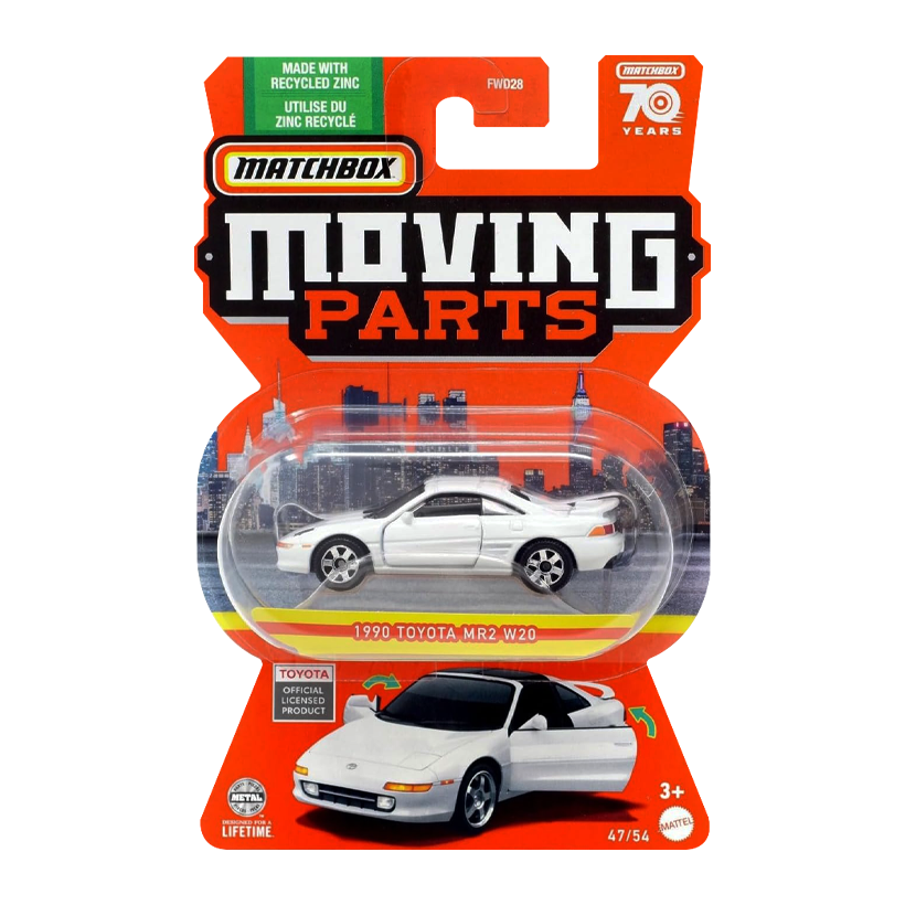 Тематична Машинка Matchbox 1990 Toyota MR2 W20 Moving Parts 1:64 FWD28/HLG32 White - Retromagaz