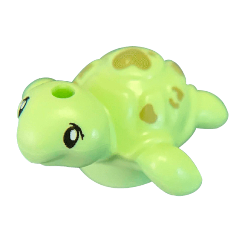 Фигурка Lego Вода Turtle Baby Friends with Black Eyes and Gold Hearts Pattern Animals 49576pb02 6299624 Yellowish Green Б/У - Retromagaz