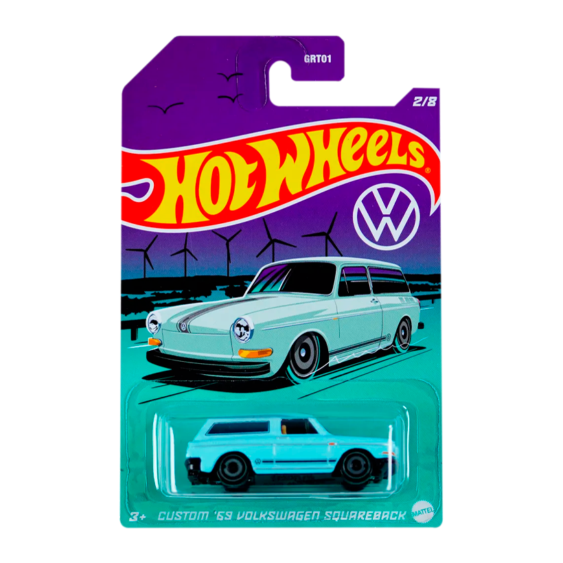 Тематическая Машинка Hot Wheels Custom '69 Volkswagen Squareback Volkswagen 1:64 HDH41 Light Blue - Retromagaz