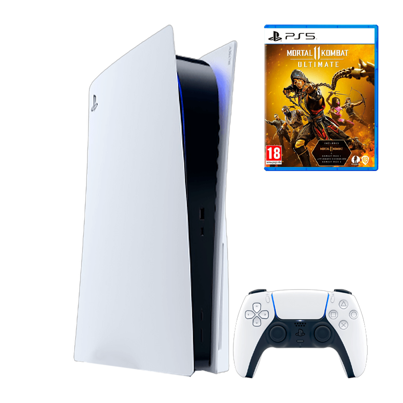 Набор Консоль Sony PlayStation 5 Blu-ray 825GB White Б/У  + Геймпад Беспроводной DualSense + Игра Mortal Kombat 11 Ultimate Edition Русские Субтитры - Retromagaz