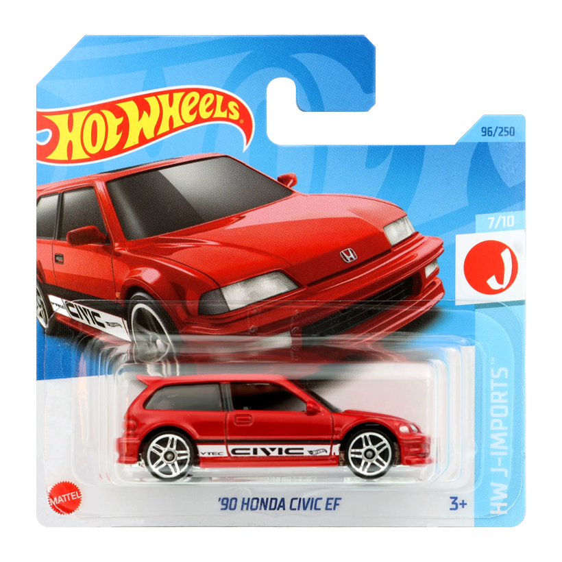 Машинка Базовая Hot Wheels '90 Honda Civic EF J-Imports 1:64 HKJ16 Red - Retromagaz