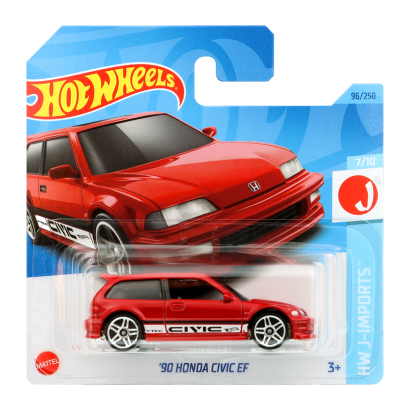 Машинка Базовая Hot Wheels '90 Honda Civic EF J-Imports 1:64 HKJ16 Red - Retromagaz