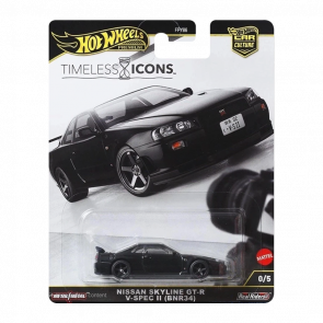 Машинка Premium Hot Wheels Nissan Nissan Skyline GT-R V·Spec II (BNR34) Chase Car Culture 1:64 JBK92 Black - Retromagaz