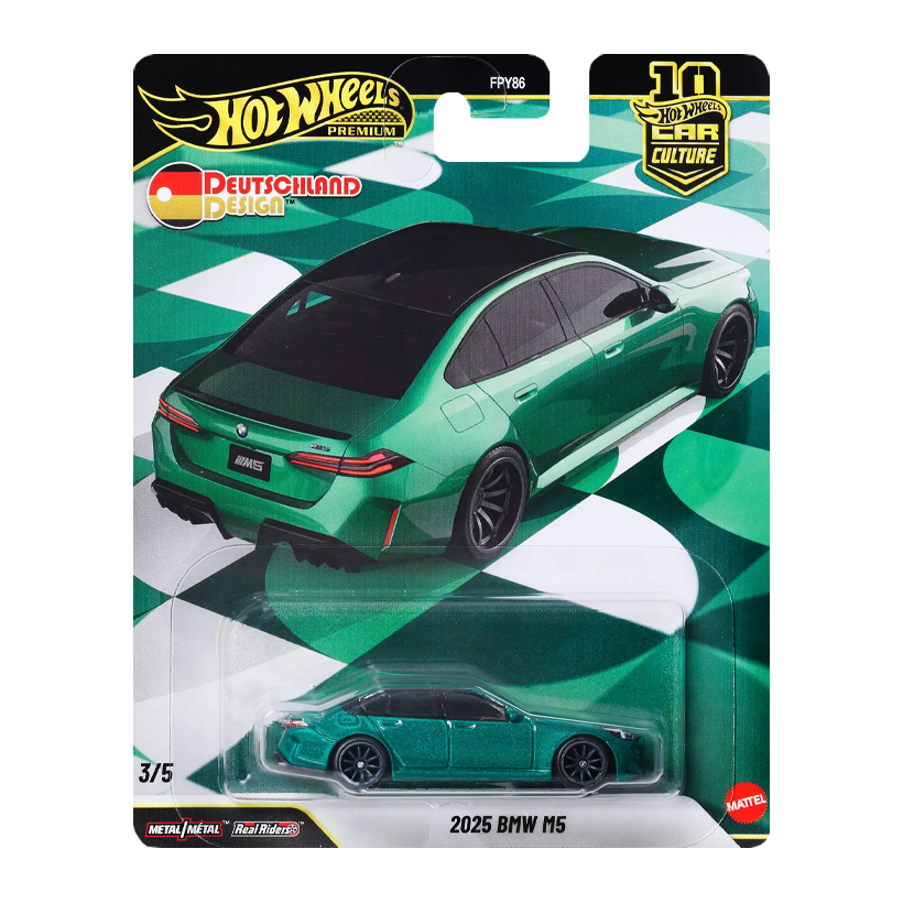 Машинка Premium Hot Wheels 2025 BMW M5 (G90) Deutschland Design 1:64 JKF09 Green - Retromagaz