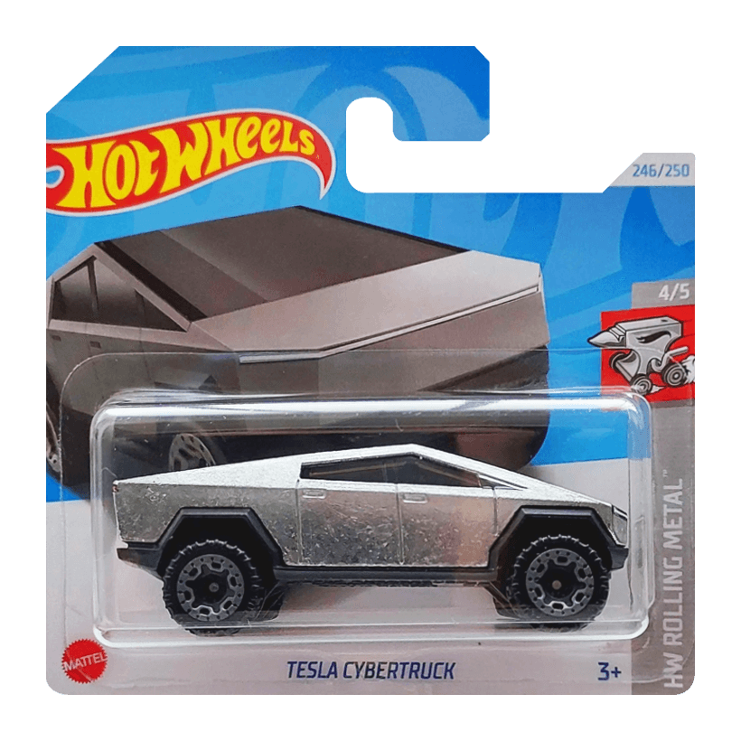Машинка Базовая Hot Wheels Tesla Cybertruck Rolling Metal 1:64 HTB55 Silver - Retromagaz