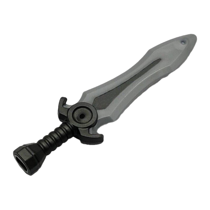 Зброя Lego Меч Sword Molded Flat Silver Blade Pattern 1996pb03 6503201 Pearl Dark Grey Б/У - Retromagaz