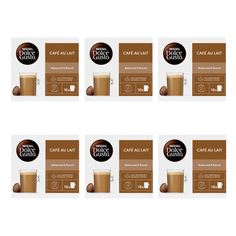 Набор Кофе в капсулах 6шт Nescafe Dolce Gusto Cafe Au Lait - 16 шт - Retromagaz