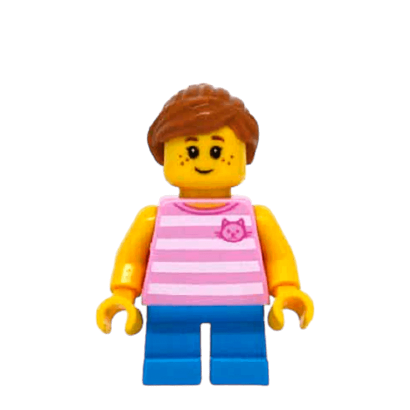 Фігурка Lego People 973pb2339 Girl Bright Pink Striped Top with Cat Head City twn293 Б/У - Retromagaz
