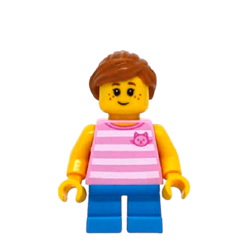 Фігурка Lego People 973pb2339 Girl Bright Pink Striped Top with Cat Head City twn293 Б/У - Retromagaz