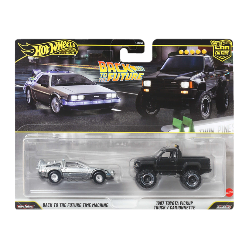 Машинка Premium 2шт Hot Wheels Back to the Future Time Machine / 1987 Toyota Pickup Truck 2-Packs 1:64 JHW48 Black - Retromagaz