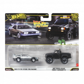 Машинка Premium 2шт Hot Wheels Back to the Future Time Machine / 1987 Toyota Pickup Truck 2-Packs 1:64 JHW48 Black - Retromagaz