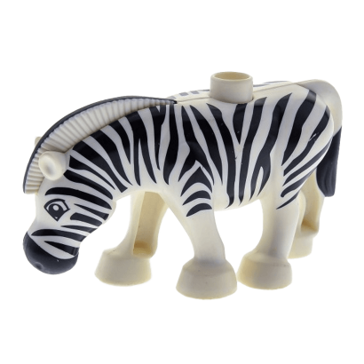 Фігурка Lego Animals Zebra Ridged Mane with Black Ends Duplo 4415c01pb01 White Б/У - Retromagaz