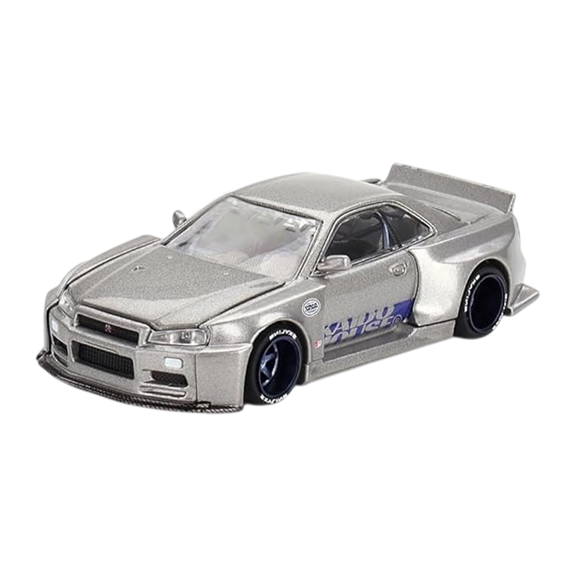 Машинка Premium Kaido House x MiNI GT Nissan Skyline GT-R (R34) Kaido Works V1 1:64 KHMG143 Grey - Retromagaz