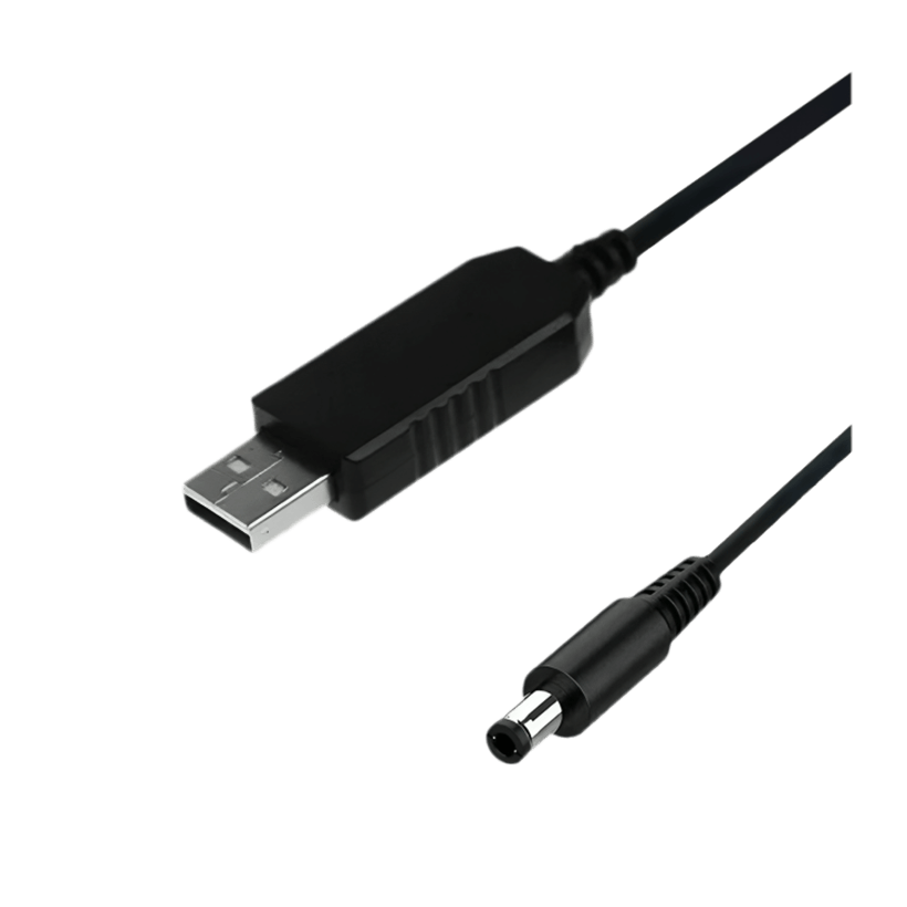 Кабель RMC Питание для Роутера от PowerBank 12V USB 2.0 - DC 5.5x2.1 Black 1m - Retromagaz