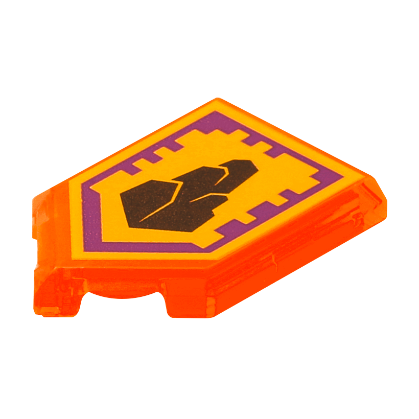 Плитка 2шт Lego Модифікована Декоративна Pentagonal Nexo Power Shield Pattern Wall Block 2 x 3 22385pb042 6133154 Trans-Neon Orange Б/У - Retromagaz