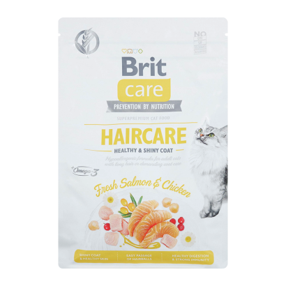 Сухой Корм Brit Care Haircare Healthy & Shiny Coat Курица Лосось для Кошек для Кожи и Шерсти 2kg - Retromagaz