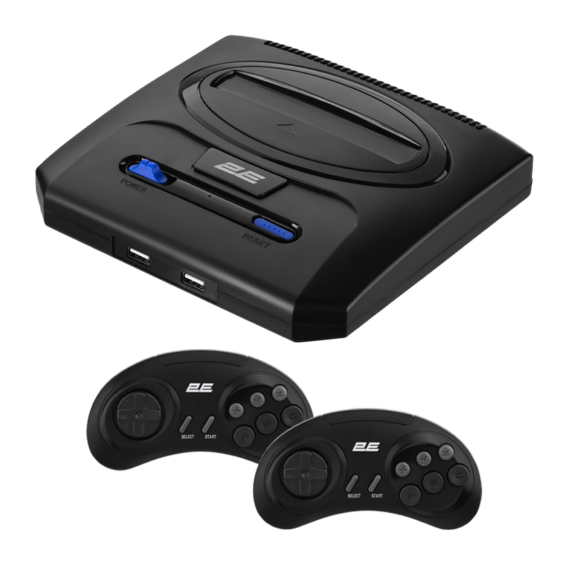 Консоль 2E 16bit Sega Mega Drive Wireless Сontrollers + 2 Беспроводных Геймпада Black + 913 Встроенных Игр - Retromagaz