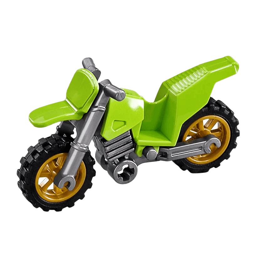 Транспорт Lego Мотоцикл Dirt Bike Flat Silver Chassis Pearl Gold Wheels 50860c04 Lime Б/У - Retromagaz