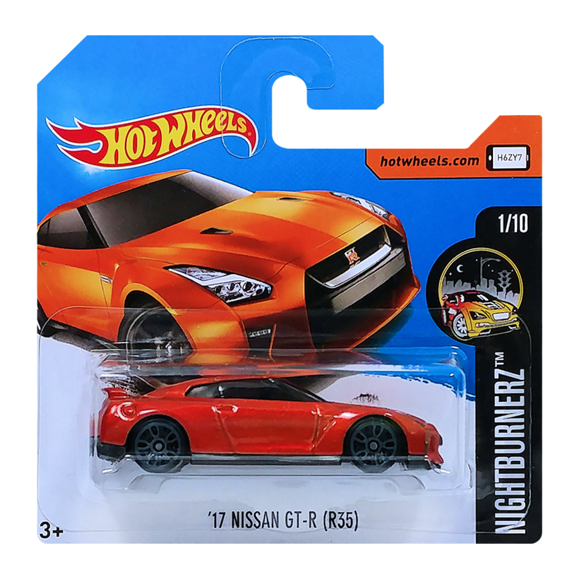Машинка Базовая Hot Wheels '17 Nissan GT-R (R35) Nightburnerz 1:64 DTW99 Orange - Retromagaz