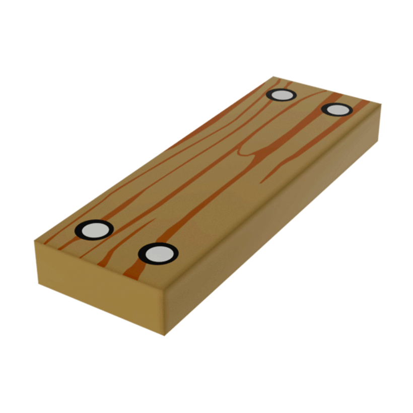 Плитка 2шт Lego Декоративная Wood Grain and 4 Silver Nails Pattern 1 x 3 63864pb049 6177892 Dark Tan Б/У - Retromagaz