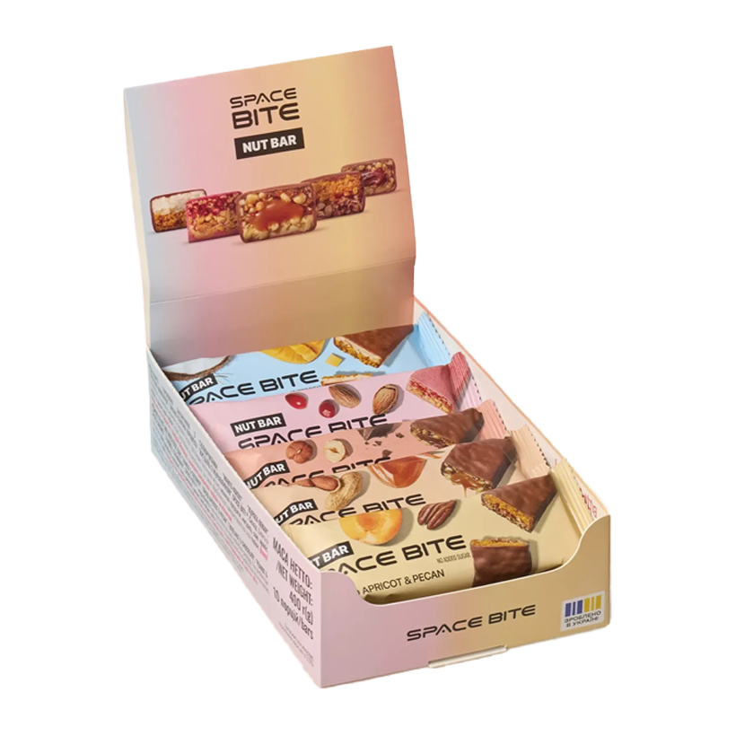Упаковка Space Bite 10 Протеиновых Батончиков с Орехами Nut Bar 400g - Retromagaz