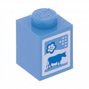 Кубик Lego with Cow and Flower Pattern (Milk Carton) Звичайна Декоративна 1 x 1 3005pb016 4619596 Medium Blue 2шт Б/У
