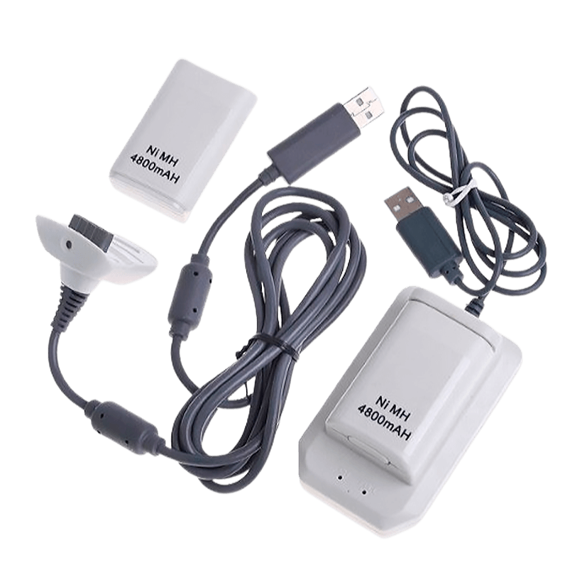 Акумулятор RMC Xbox 360 2шт Charging Kit 5 in 1 Black + Кабель USB + Зарядна Станція White Новий - Retromagaz
