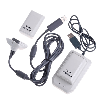 Аккумулятор Проводной RMC Xbox 360 Charging Kit 5 in 1 White + Зарядна Станція + USB Кабель White Новый - Retromagaz