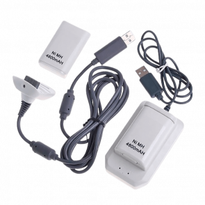 Акумулятор Дротовий RMC Xbox 360 Charging Kit 5 in 1 White + Зарядна Стан White Новий - Retromagaz
