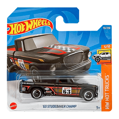 Машинка Базова Hot Wheels '63 Studebaker Champ Hot Trucks 1:64 HCT51 Black - Retromagaz