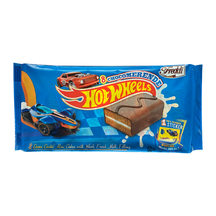 Пирожные Freddi Chocomerende Hot Wheels 8 Pieces и Стикер 240g - Retromagaz