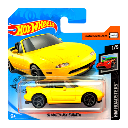 Машинка Базовая Hot Wheels '91 Mazda MX-5 Miata Roadsters 1:64 GHC71 Yellow - Retromagaz