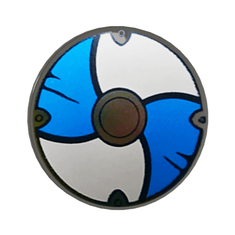 Оружие Lego Щит with Rounded Front with Blue 75902pb15 6301437 Dark Bluish Grey Б/У - Retromagaz