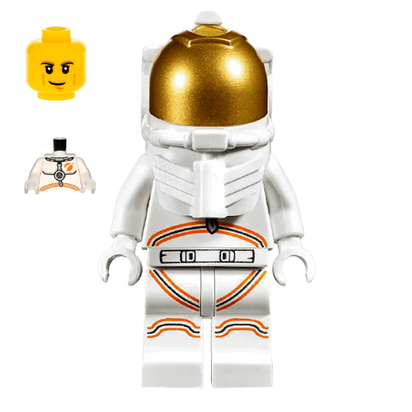 Фигурка Lego Space Port 973pb3553 Astronaut Male White Spacesuit with Orange Lines City cty1055 Б/У - Retromagaz