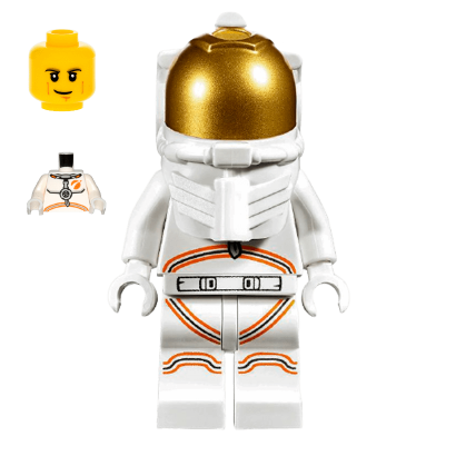 Фигурка Lego 973pb3553 Astronaut Male White Spacesuit with Orange Lines City Space Port cty1055 Б/У - Retromagaz