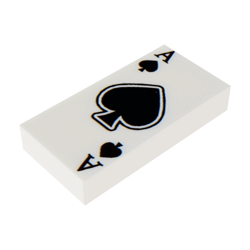 Плитка Lego Декоративная Tile Playing Card Ace of Spades Pattern 1 x 2 3069pb0337 3069bpb0337 6087969 White Б/У - Retromagaz