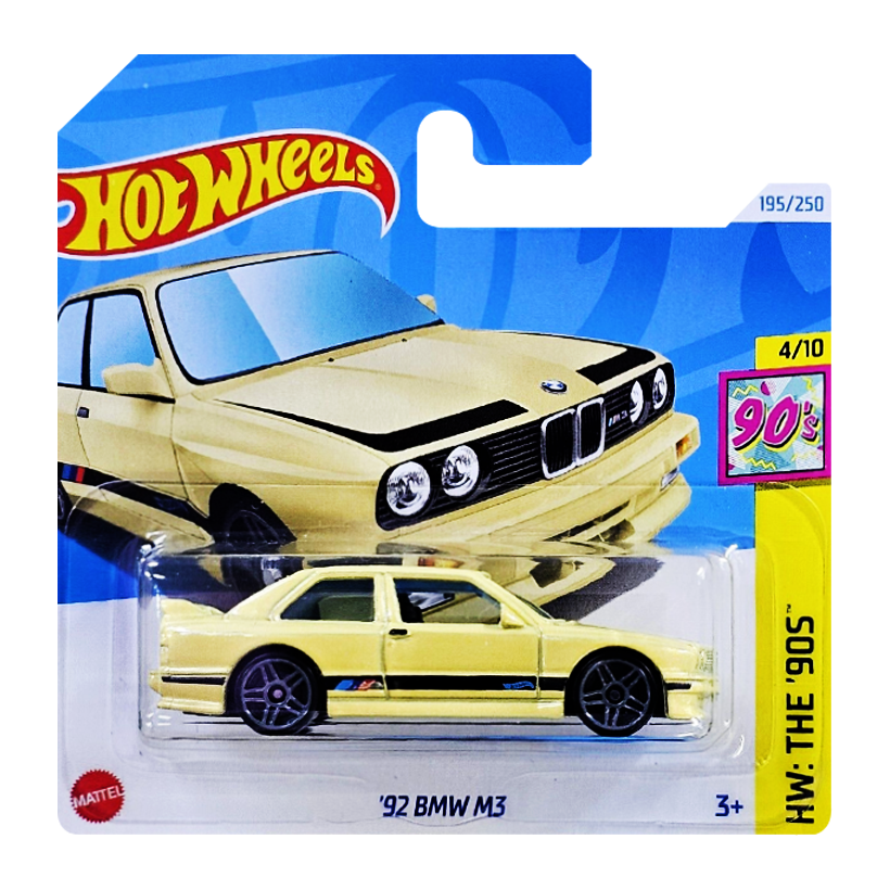 Машинка Базовая Hot Wheels '92 BMW M3 The `90S 1:64 HTB06 Yellow - Retromagaz