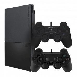 Набор Консоль Sony PlayStation 2 Slim SCPH-9xxx Chip Black Б/У  + Геймпад Проводной DualShock 2 SCPH-10010 - Retromagaz