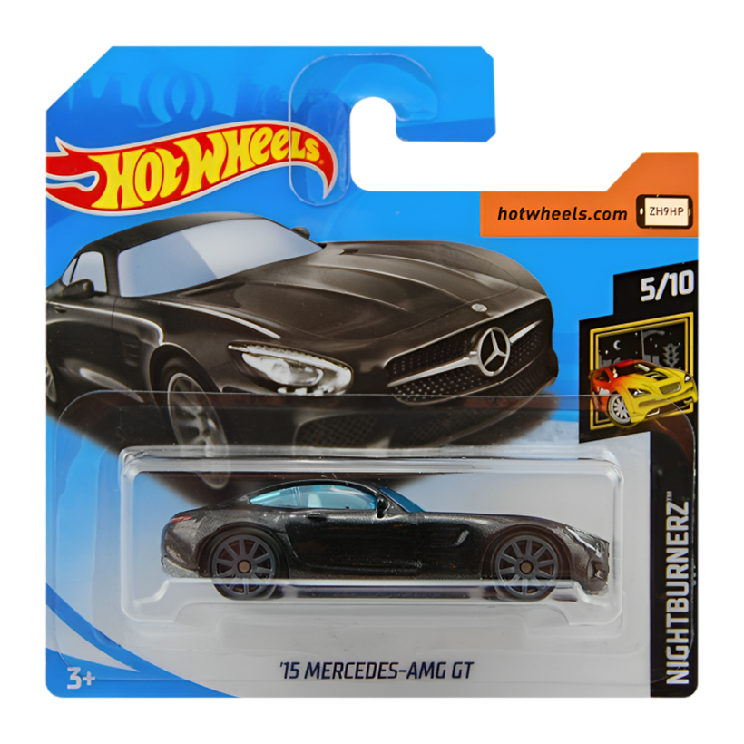 Машинка Базова Hot Wheels '15 Mercedes-AMG GT Nightburnerz 1:64 FJX68 Black - Retromagaz