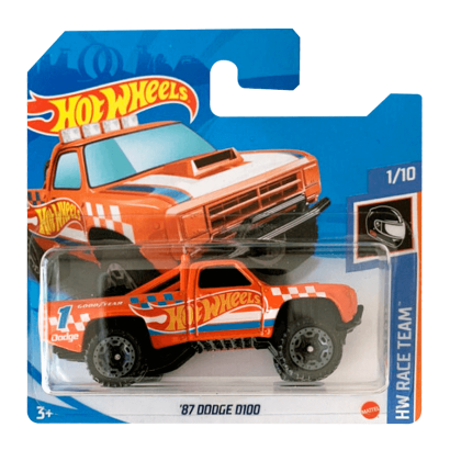Машинка Базова Hot Wheels '87 Dodge D100 Race Team 1:64 GTC30 Orange - Retromagaz