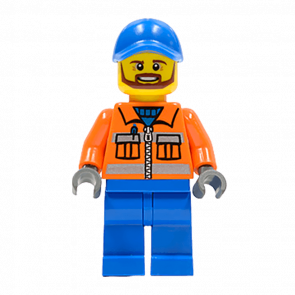 Фигурка Lego City Construction 973pb0263 Worker Orange Zipper Safety Stripes twn231 Б/У Нормальный