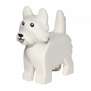 Фигурка Lego Dog Terrier with Black Eyes and Nose Pink Tongue Pattern Animals Земля 26078pb001 1 6160293 White Б/У