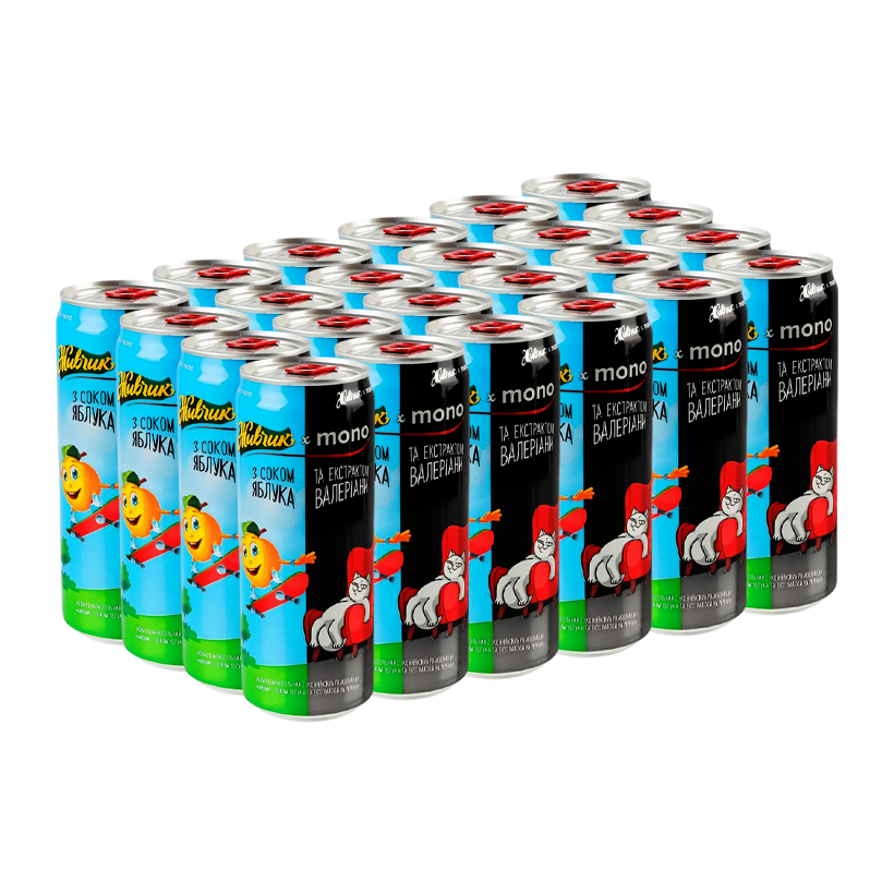 Набір Напій Живчик 24шт х Monobank Яблуко Валеріана 330ml - Retromagaz