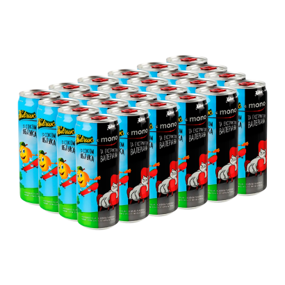 Набор Напиток Живчик х Monobank 24шт Яблоко Валериана 330ml - Retromagaz