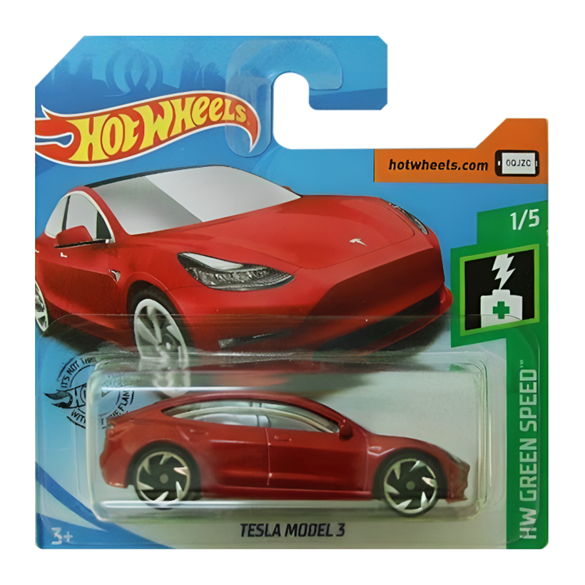 Машинка Базовая Hot Wheels Tesla Model 3 Green Speed 1:64 FYD88 Red - Retromagaz
